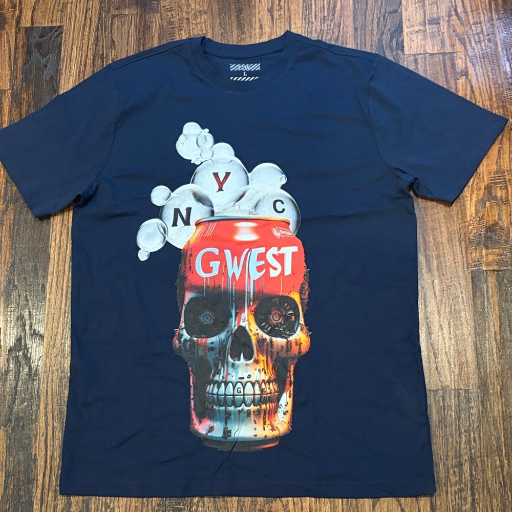 Graphic Skull T-Shirt in Navy and Red